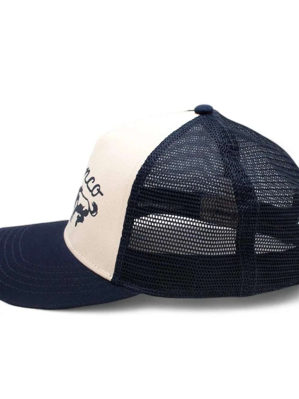 Vintage Bronco Cream and Navy Trucker Hat with Retro Stripes - Picture 6 of 9